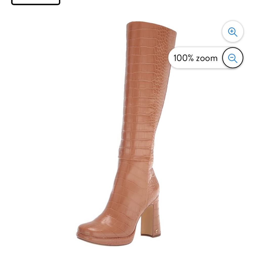Sam Edelman Circus Freda light brown croc knee high platform boot